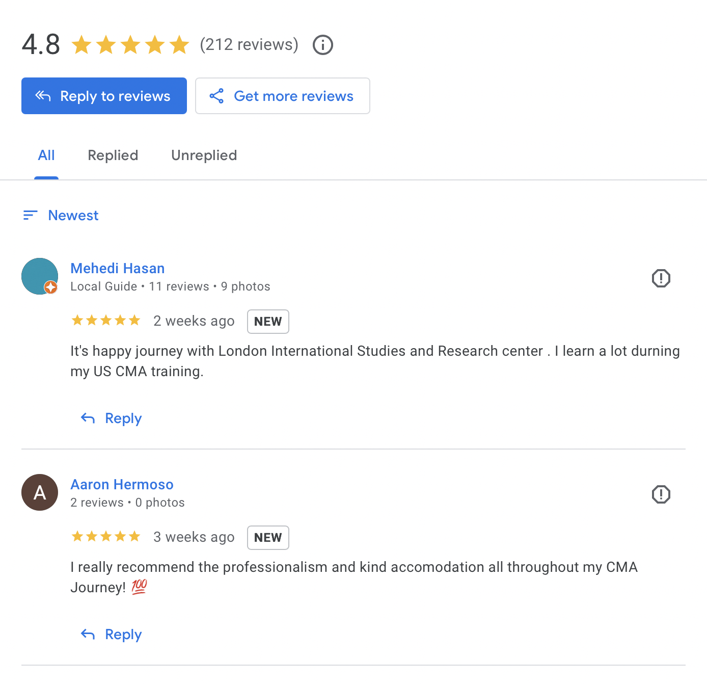 Google Reviews showing 4.8 star rating